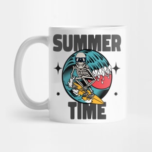 Summer Time Skeleton Surfing Mug